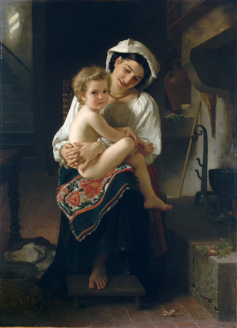 Jovem Mãe contemplando seu filho - Bouguereau