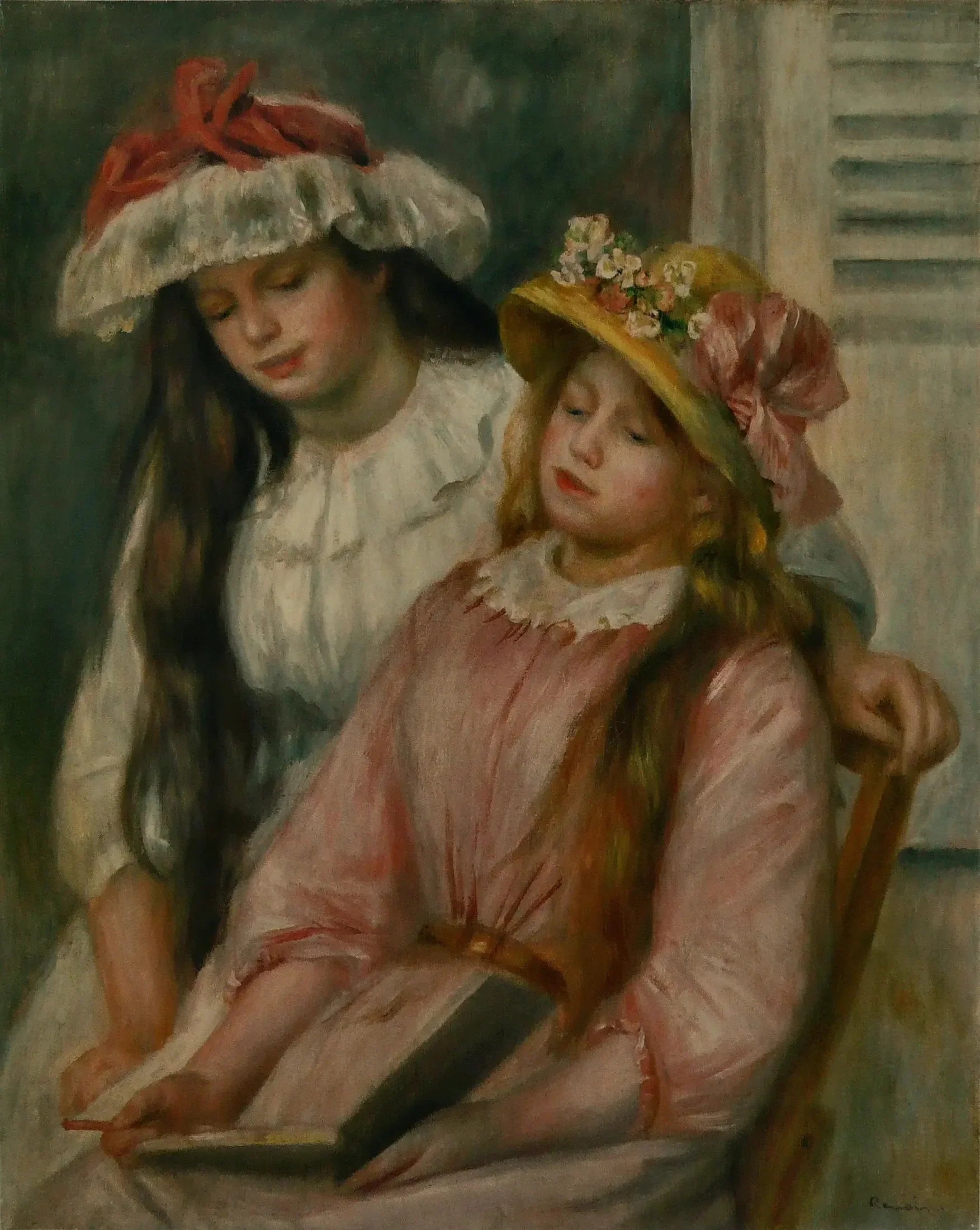 Jeunes filles regardant un album - Pierre-Auguste Renoir image 1 reproduction d’œuvre d’art à l’huile