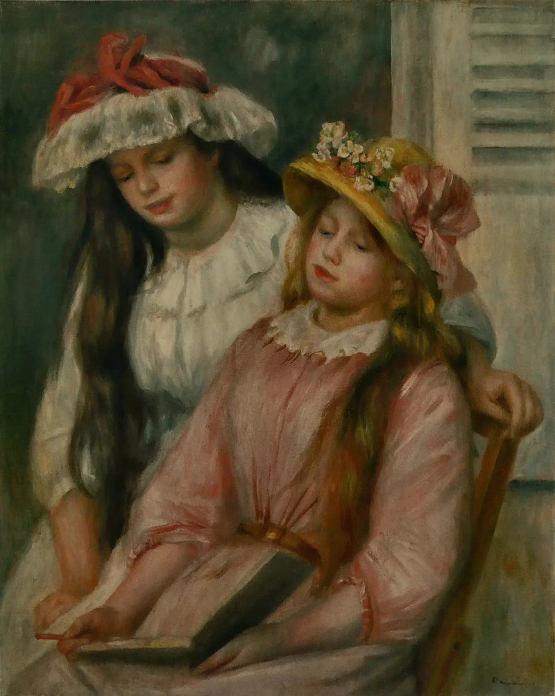 Meninas olhando um álbum - Pierre-Auguste Renoir
