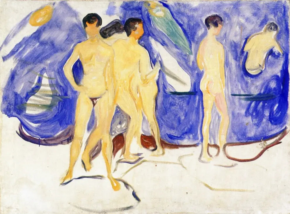 Reproduction du tableau « Jeunes Hommes se baignant - Edvard Munch » par Alpha Reproduction en peinture à l’huile