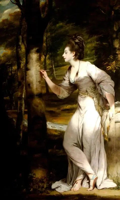 Joanna Leigh (nascida em 1758), Sra. Richard Bennett Lloyd, Inscrevendo uma árvore - Joshua Reynolds