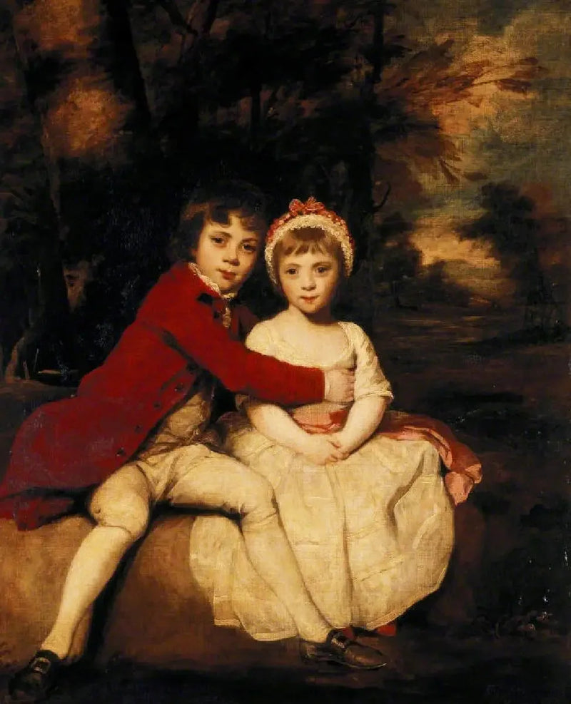 John Parker, futuro 1º conde de Morley (1772-1840), e sua irmã Theresa Parker, futura a honorável Sra. George Villiers (1775-1856), filhos - Joshua Reynolds