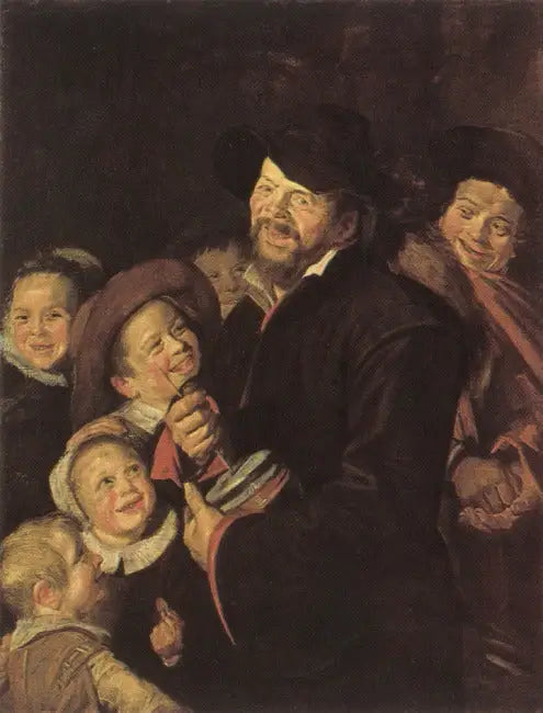 Jogador de Rommelpot com seis crianças - Frans Hals