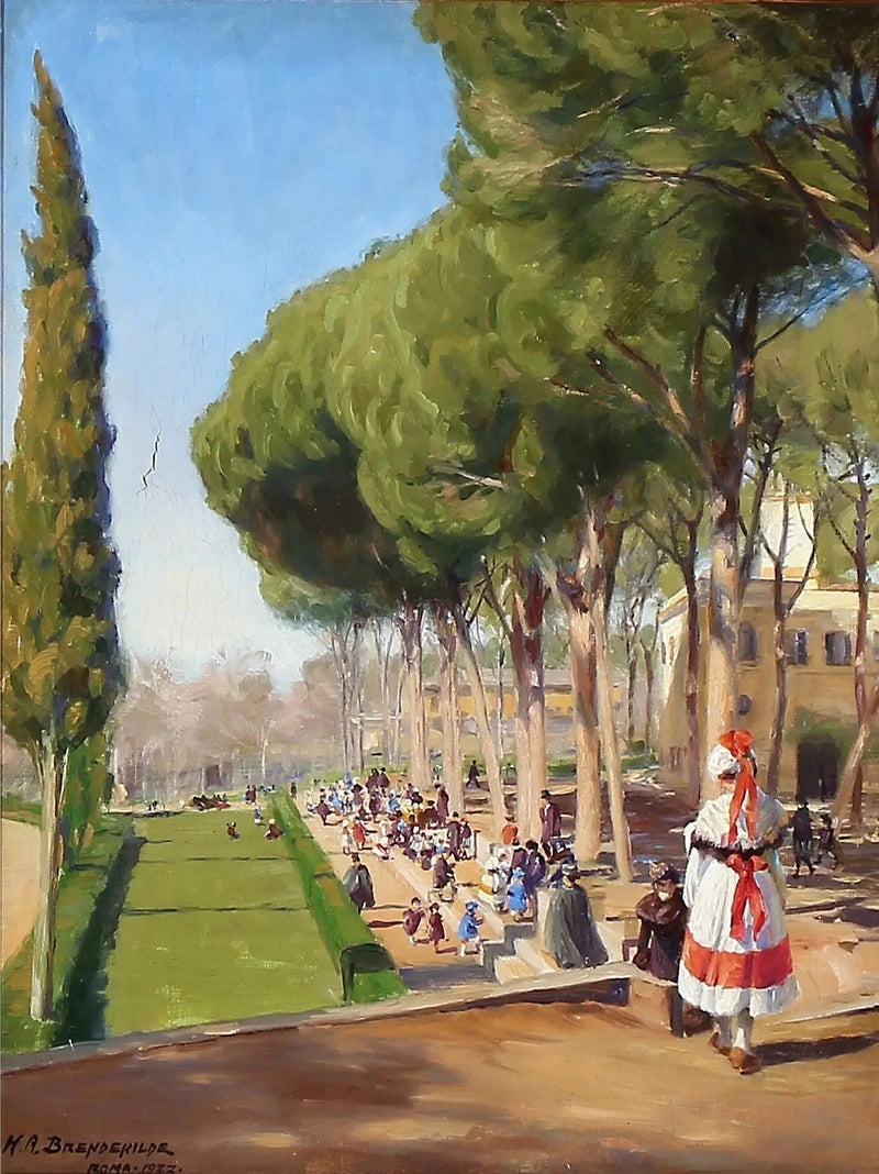 Dia de verão na Villa Borghese em Roma - H. A. Brendekilde