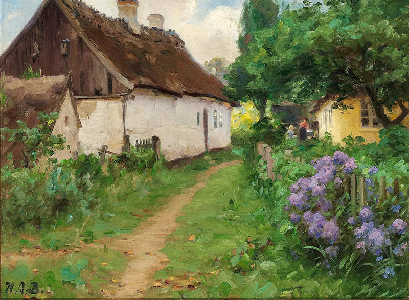 Dia de verão perto de uma fazenda. - H. A. Brendekilde