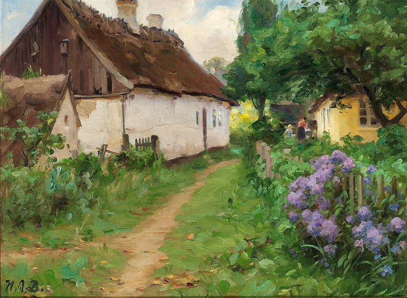 Dia de verão perto de uma fazenda. - H. A. Brendekilde