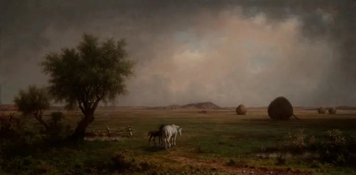  égua e potro em uma marisma - Martin Johnson Heade