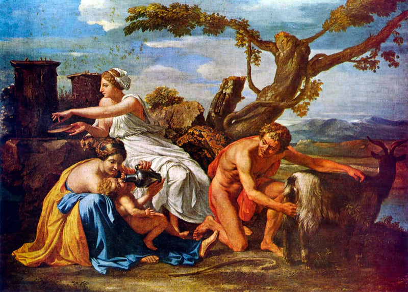 Júpiter criança alimentada pela cabra Amaltéia - Nicolas Poussin