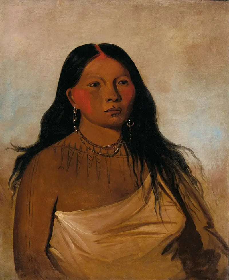 Káh-kée-tsee, Coxas, uma mulher Wichita - George Catlin