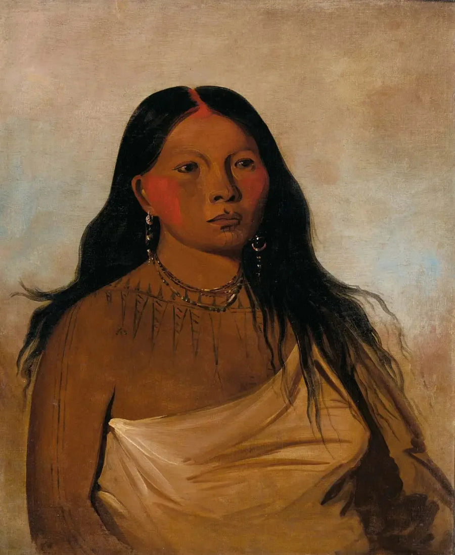 Káh-kée-tsee, Coxas, uma mulher Wichita - George Catlin