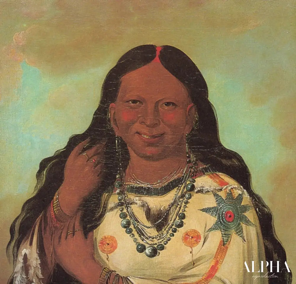 Kei-a-gis-gis, a woman of the Plains Ojibwa - George Catlin - Reproductions de tableaux et peintures haut de gamme