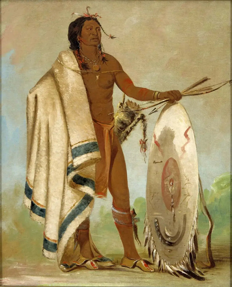 Kotz-a-tó-ah, Escudo fumê, um guerreiro distinto - George Catlin