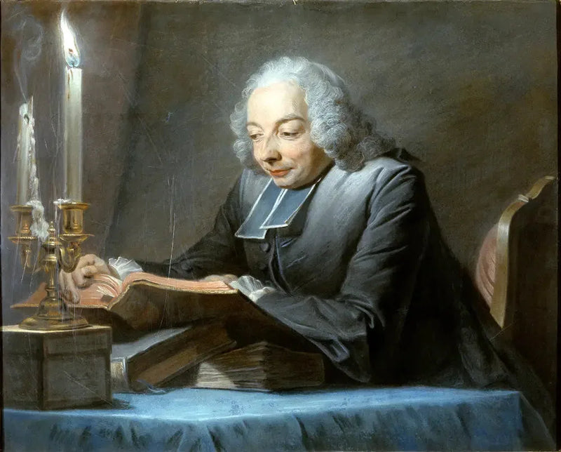 O Abade Jean-Jacques Huber lendo (1699 –1747) - Maurice-Quentin de La Tour