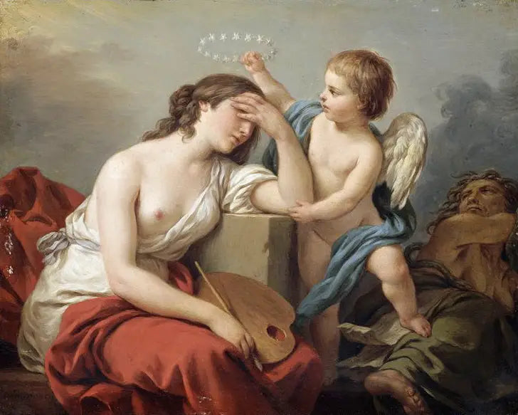 O Amor pelas Artes consola a pintura dos escritos ridículos e venenosos de seus inimigos - Louis Jean François Lagrenée