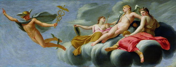 O Amor ordena a Mercúrio anunciar seu poder ao universo - Eustache Le Sueur