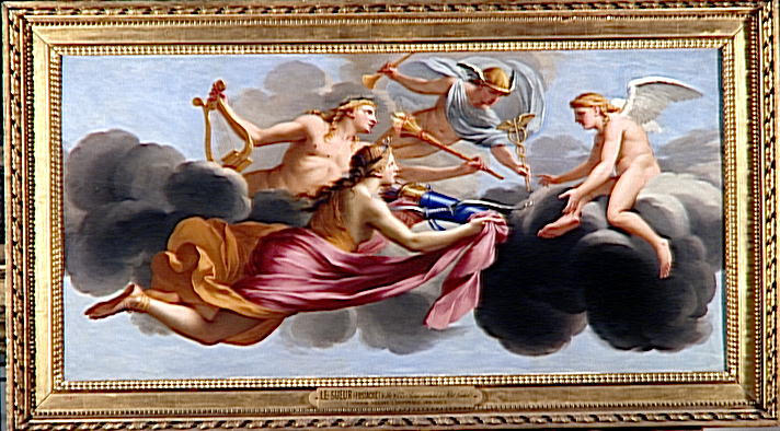 O Amor recebe homenagem de Diana, Apolo e Mercúrio - Eustache Le Sueur