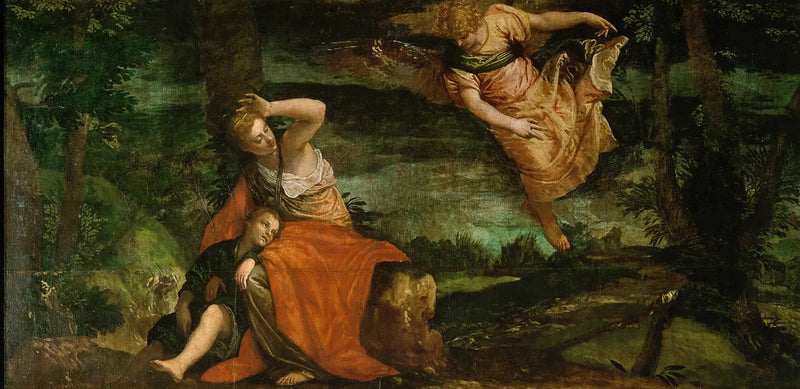 O anjo aparece a Agar no deserto / Agar e Ismael no deserto de Bersheeba - Paul Véronèse