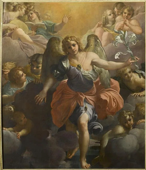L'ange Gabriel dans une gloire d'anges musiciens et de chérubins - Annibale Carracci image 1 reproduction réalisée par Alpha Reproduction