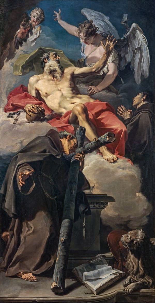 A apoteose de São Jerônimo com São Pedro de Alcântara e um franciscano não identificado - Giovanni Battista Pittoni