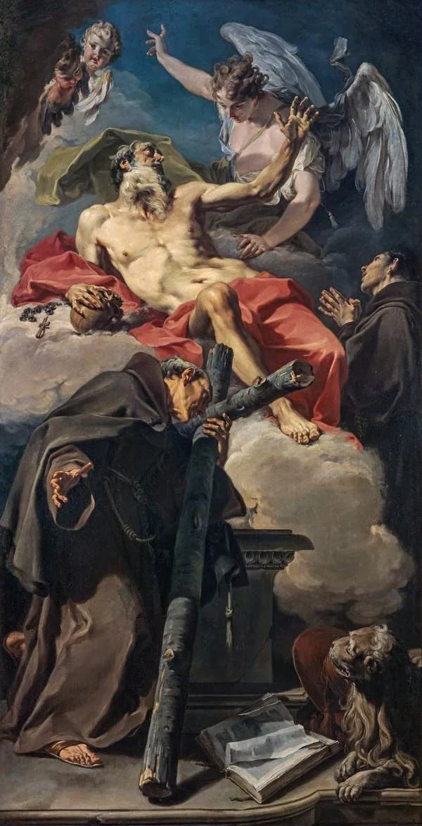 A apoteose de São Jerônimo com São Pedro de Alcântara e um franciscano não identificado - Giovanni Battista Pittoni