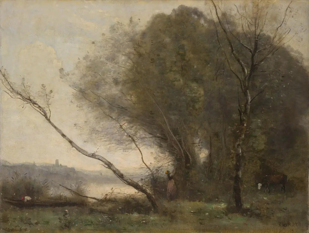 L'arbre courbé - Jean-Baptiste Camille Corot image 1 reproduction de peinture à l’huile