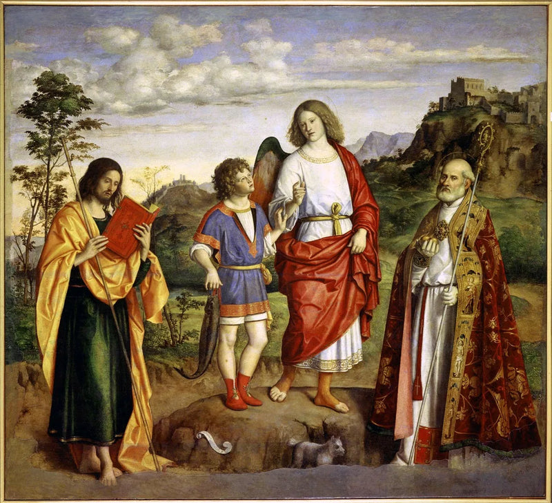 Arcanjo Rafael com Tobias e dois santos. - Cima da Conegliano