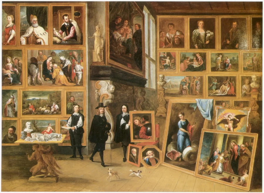O Arquiduque Leopoldo-Guilherme em sua galeria em Bruxelas - David Teniers o Jovem