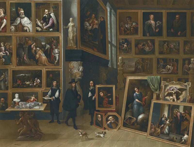 O Arquiduque Leopoldo-Guilherme em sua galeria em Bruxelas - David Teniers o Jovem