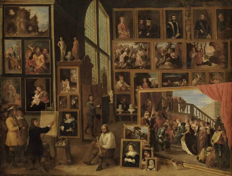 O Arquiduque Leopoldo-Guilherme em sua galeria em Bruxelas (I) - David Teniers o Jovem