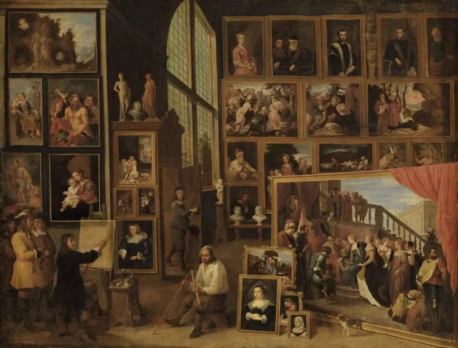 O Arquiduque Leopoldo-Guilherme em sua galeria em Bruxelas (I) - David Teniers o Jovem