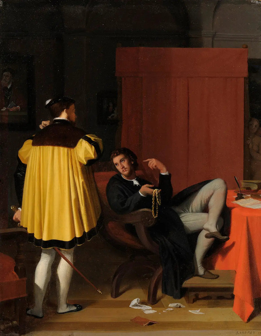 O Arétin e o enviado de Carlos Quinto - Jean-Auguste-Dominique Ingres