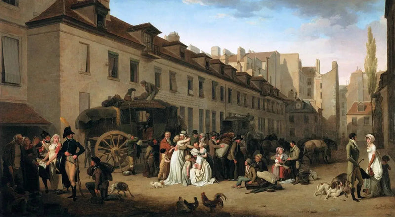 A Chegada de uma diligência no pátio das Agências - Louis-Leópold Boilly