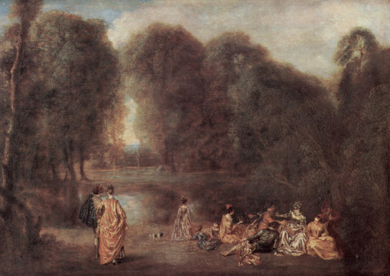 A Assembleia em um parque - Antoine Watteau