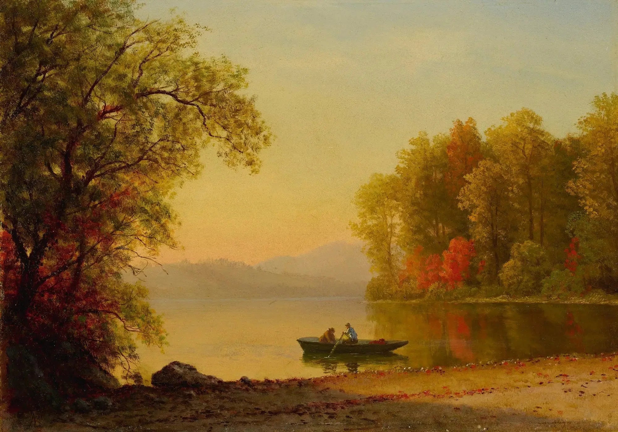 L'automne sur le lac - Albert Bierstadt image 1 copie peinte à la main à l’huile