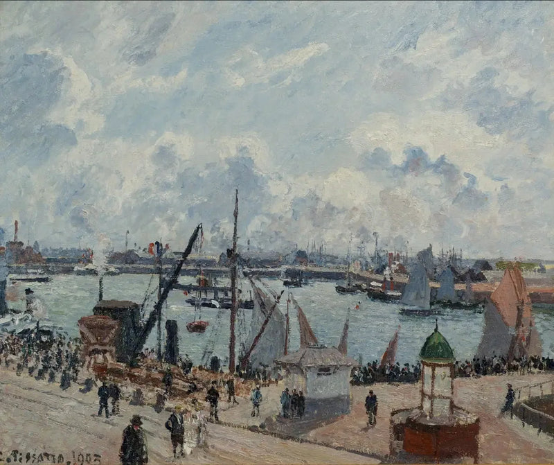 O avant-port do Havre. Manhã. Sol. Maré subindo - Camille Pissarro