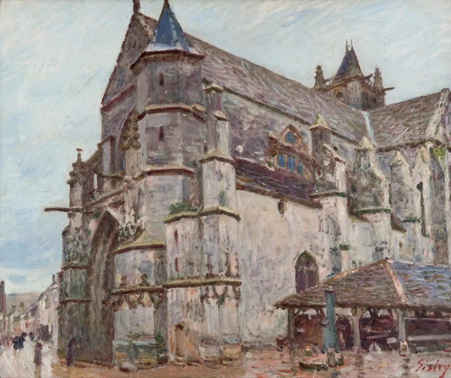 A Igreja de Moret, tempo chuvoso, de manhã - Alfred Sisley
