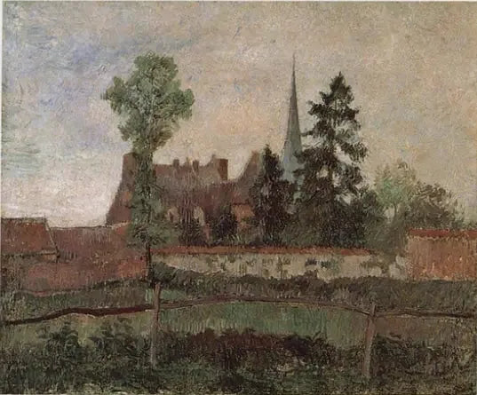 A igreja e a mansão de Éragny - Camille Pissarro