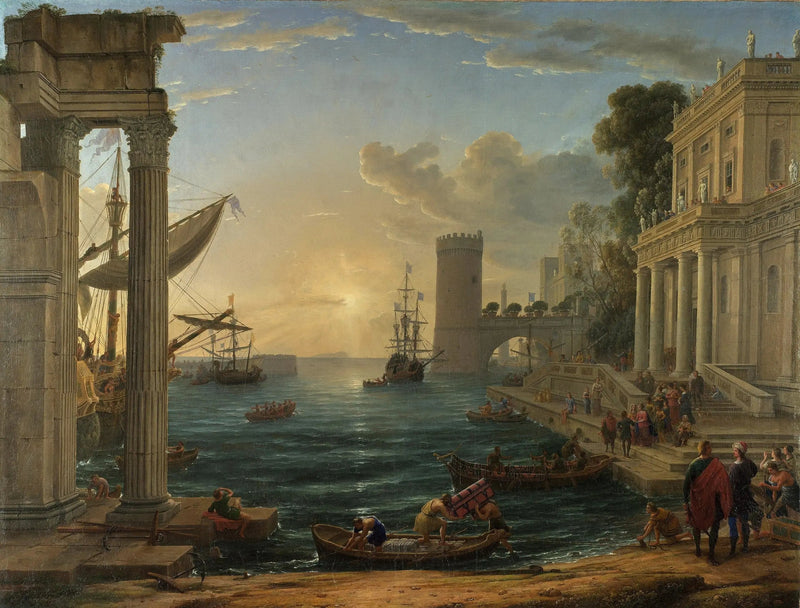 O embarque da rainha de Sabá - Claude Lorrain