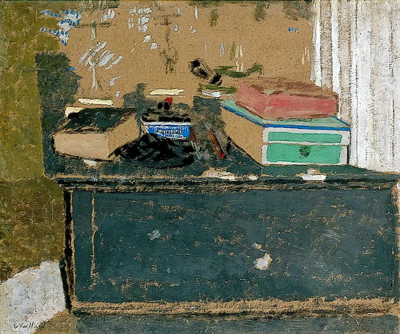 O porta-lápis azul na lareira - Édouard Vuillard
