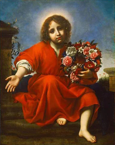 A criança Jesus convida a alma cristã a coroá-la segundo o Cântico dos Cânticos - Carlo Dolci