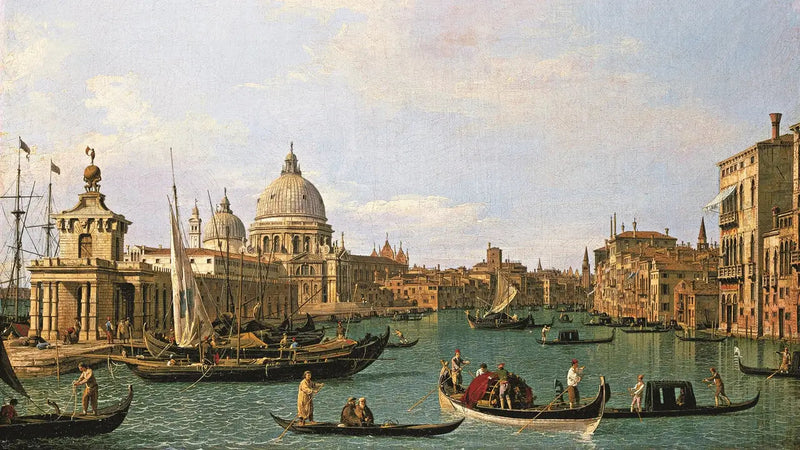 A entrada do Canal Grande em Punta della Dogana e na Santa Maria della Salute - Canaletto