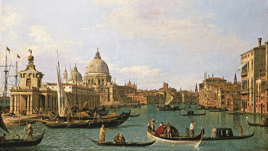 A entrada do Canal Grande em Punta della Dogana e na Santa Maria della Salute - Canaletto