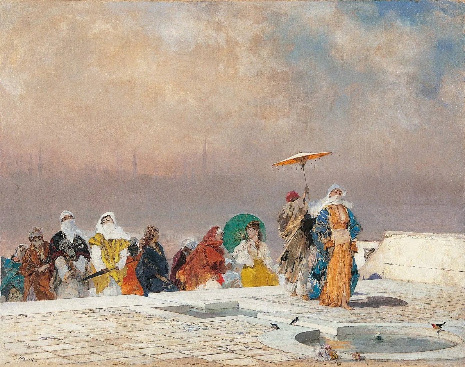 L'épouse du sultan revient de son bain - Domenico Morelli image 1 copie peinte à la main à l’huile