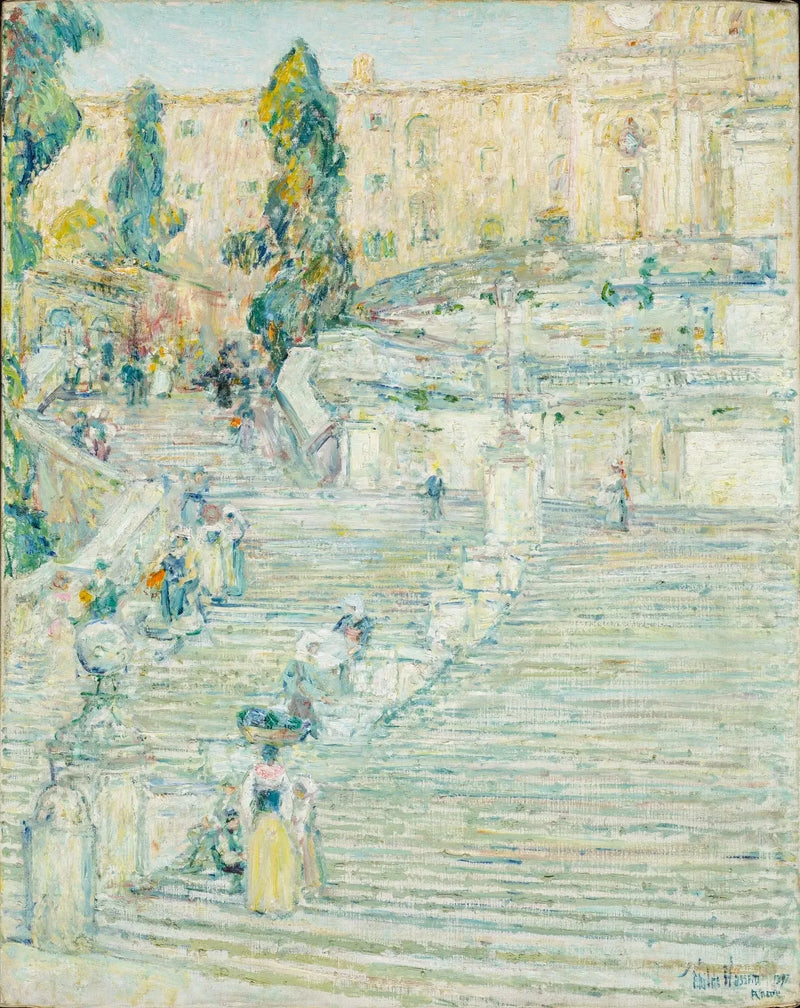 A escadaria espanhola, Roma - Childe Hassam