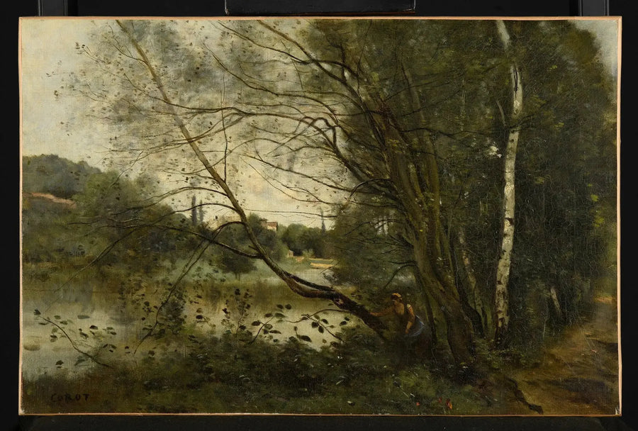 O lago com a árvore inclinada - Jean-Baptiste Camille Corot