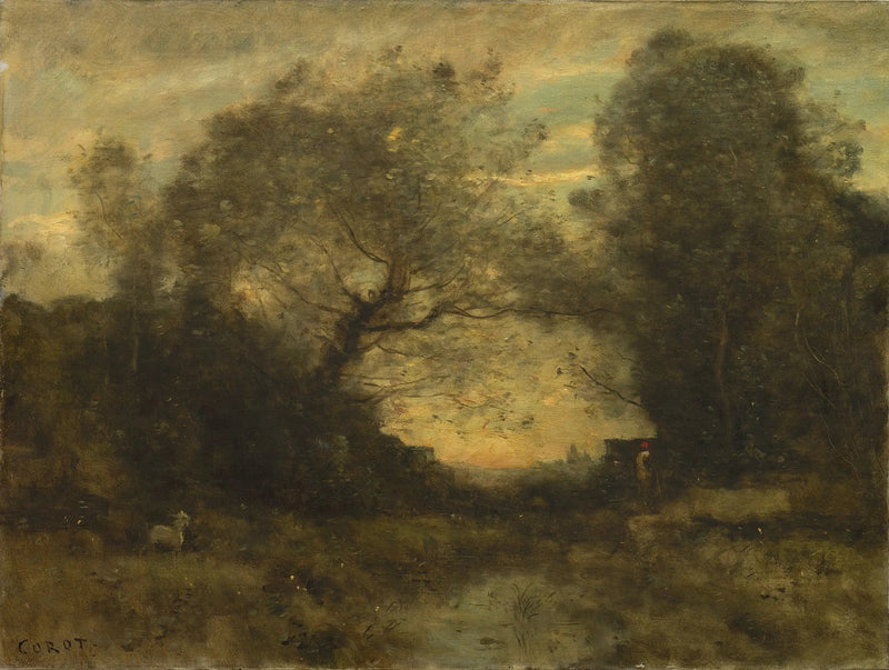 O lago na entrada da floresta - Jean-Baptiste Camille Corot