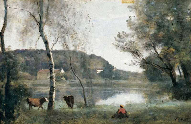 O Lago da cidade de Avray - Jean-Baptiste Camille Corot