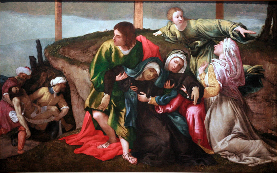 O Desmaio da Virgem durante o transporte de Cristo - Lorenzo Lotto
