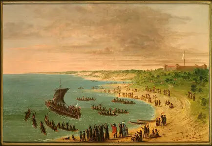 A expedição partindo do forte Frontenac no Lago Ontário. 18 de novembro de 1678 - George Catlin