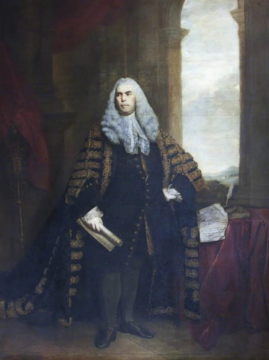 O digno Sir John Cust, 3º baronete de Pinchbeck e 6º baronete de Humby (1718-1770), em traje de presidente - Joshua Reynolds